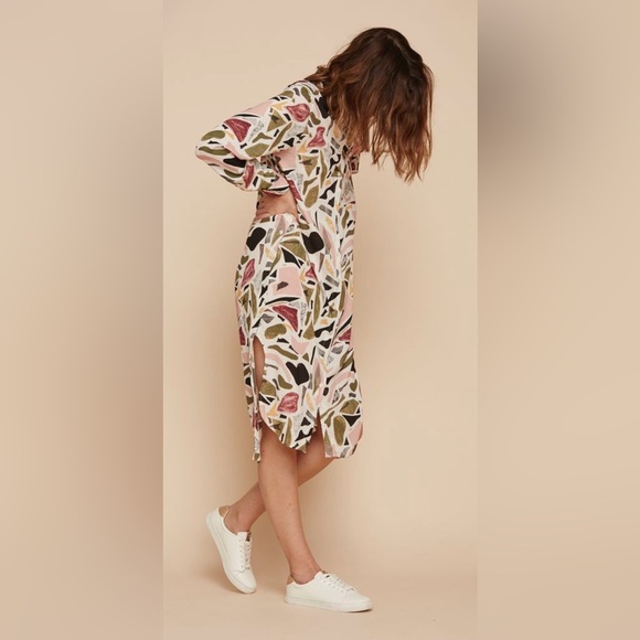 34N 118W Busby Shirt Dress in Multiprint - Picture 1 of 6